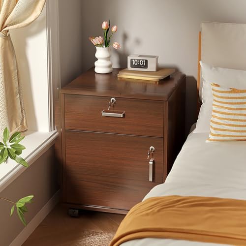 WYRNOBRX Mobiler Nachttisch Mit Rädern Modern Nachtkästchen Bürocontainer Rollbar Aktenwagen Türen 1 Schublade Aufbewahrungsschrank Für Büro Arbeitszimmer Nachtschrank Weiß,Braun,L15*W13*H23