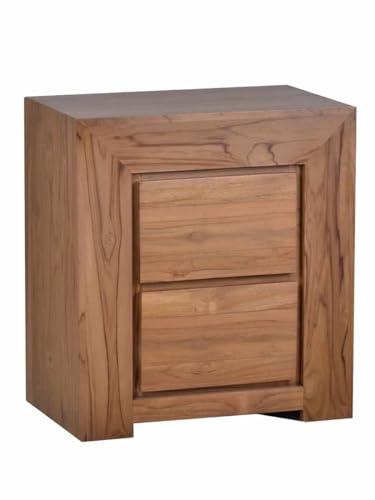 MiaMöbel Nachttisch Maharaja 55x60x35 cm Modern Massivholz Teak Dunkelbraun
