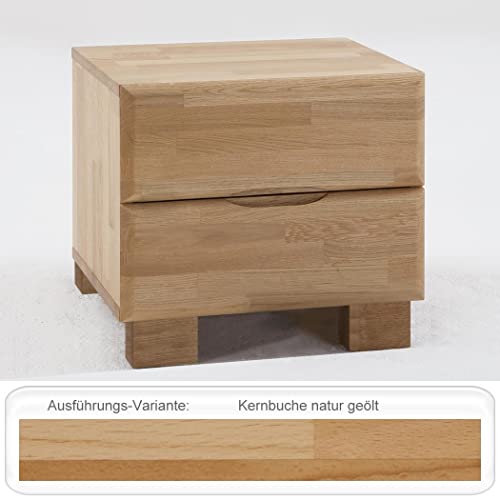 expendio Nachttisch Blenio 2 Comfort 48x47x40 cm Buche massiv Farbe nach Wahl Nachtkonsole Nachtschrank Nako Nachtkommode Schlafzimmer Jugendzimmer Gästezimmer, Holzart:Kernbuche Natur geölt