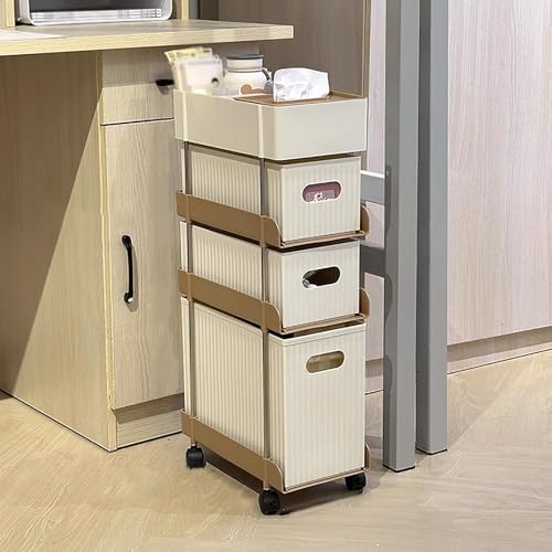 PVGYUJFD Nachttisch, Beistelltische, Telefontische, Nachttische, Mehrzweckwagen, schmaler Beistelltisch, Schubladenwagen, Postwagen for Zuhause, Wohnzimmer, Sofa, Schlafsaal(17.5x32.5x65.5 cm)