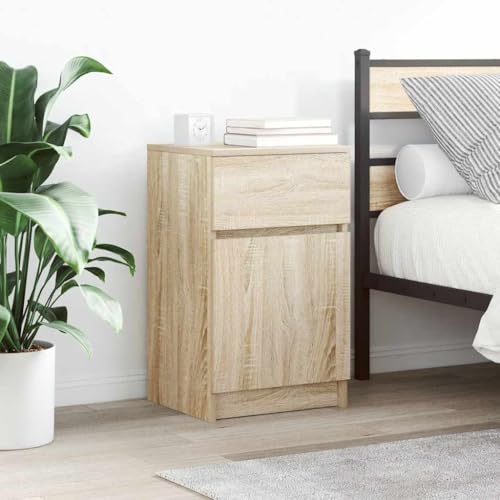 Fasba Nachttisch Sonoma-Eiche 39x35x65 cm Holzwerkstoff, Beistelltisch mit viel Stauraum, Nachtschrank, Nachtkommode, Nachtkonsole