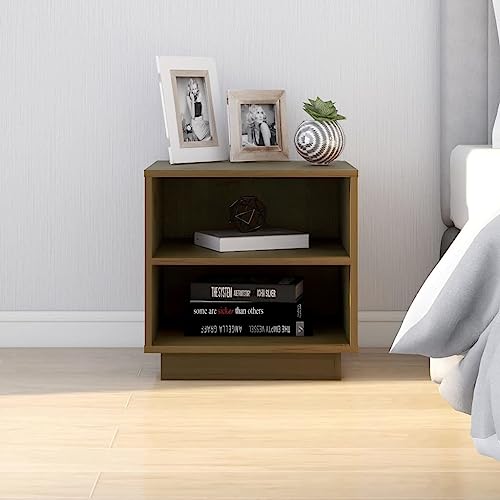 MOBCANT Nachttisch, Schränkchen Nightstand Nachtisch Nachtkasten Geeignet für Schlafsaal Hotel Schlafzimmer Wohnstube Honigbraun 40x34x40 cm Massivholz Kiefer