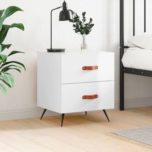 Myheimly Nachttisch Nachttische Nachtschrank Nachtkonsole Telefontisch Hochglanz-Weiß 40x35x47,5 cm Holzwerkstoff 3030147de