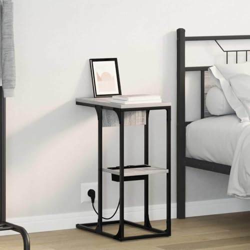 INLIFE Nachttisch Grau Sonoma 41,5 x 26 x 60,5 cm Holzwerkstoff,Möbel,Tisc he,Nachttische,Grau,5.26 KG,859593