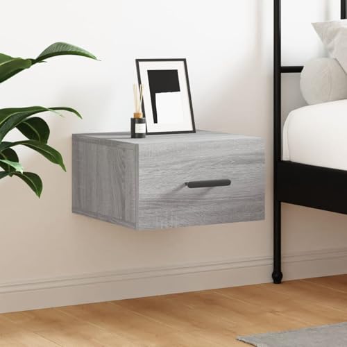 Homgoday Wand-Nachttisch Grau Sonoma 35x35x20 cm Nightstand Model829848
