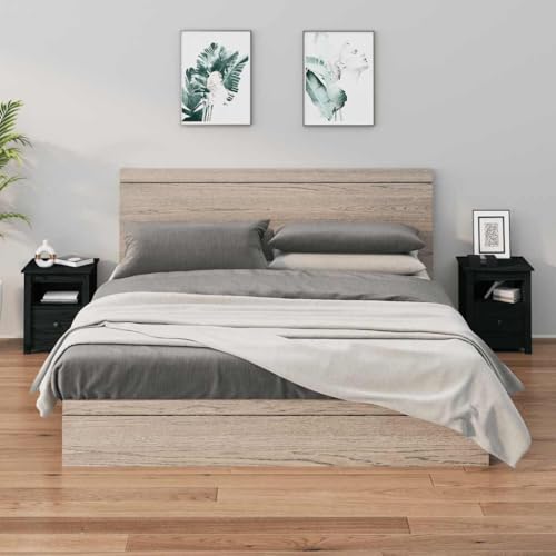 ZQQLVOO Nachttische 2 STK. Schwarz kommode mit schubladen badschrank schmal for Schlafzimmer Wohnzimmer 40x35x49 cm Massivholz Kiefer