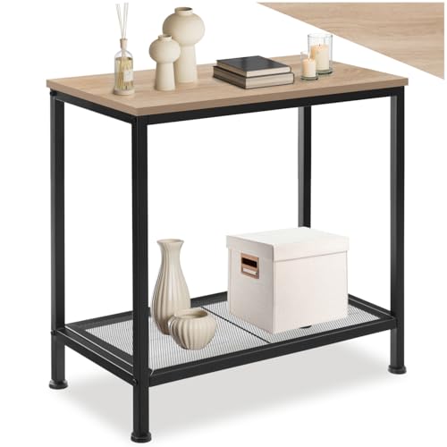 tectake® Beistelltisch Holz + Metall, Nachttisch schmal, Couchtisch mit Gitterablage, Konsolentisch, Tisch Wohnzimmer, Deko Schlafzimmer, Blumenständer - Industrial Holz hell, Eiche Sonoma tectake® Beistelltisch Holz + Metall, Nachttisch schmal, Couchtisch mit Gitterablage, Konsolentisch, Tisch Wohnzimmer, Deko Schlafzimmer, Blumenständer - Industrial Holz hell, Eiche Sonoma