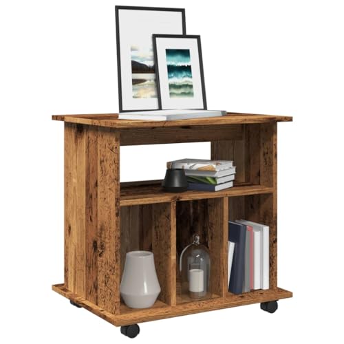 Rantry Schrank mit Rädern, antikes Holz, 60 x 45 x 60 cm, mehrschichtiges Holz, Nachttische für Schlafzimmer, Nachttisch, Anrichte für Schlafzimmer, Bodenschrank, Möbel