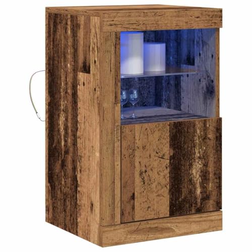 Tomostar Nachttisch mit LED-Licht, Nachttisch, Nachttisch, Holz, antik, 41 x 37 x 67 cm, Holz