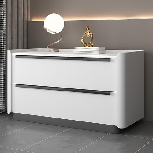 WYRNOBRX Klassik Nachttisch Moderner Nachtschrank Mehrere Farben 2 Schubladen Großformat Nachtkommode Beistelltisch Schlichter Landhaus Schlafzimmer Möbel 50/60 X 40 X 50 cm,Weiß,L24 W16 H20