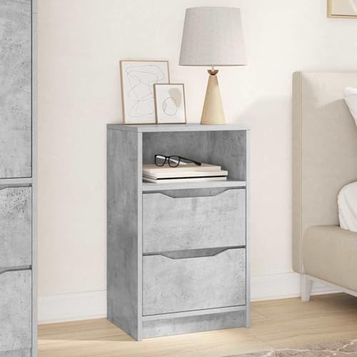 Gecheer Nachttisch Beton Grau 40 x 30 x 467 cm Holzwerkstoff, Moderner Nachtschrank Beistelltisch für Schlafzimmer Gästezimmer Studentenwohnheim888913