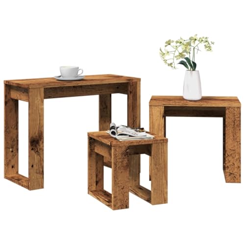 Rantry Nest von Tischen 3 Stück antikes Holz aus mehrschichtigem Holz, Sideboard, Bodenschrank, Büromöbel, Nachttisch, Nachttisch, Anrichte für Schlafzimmer Möbel