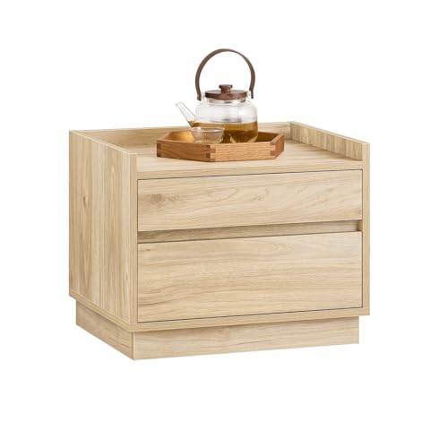 SoBuy Nachttisch mit 2 Schubladen für Boxspringbett Sofatisch Beistelltisch Telefontisch Nachtschrank Nachtkommode Natur BHT ca. 50x40x40cm FBT153-N