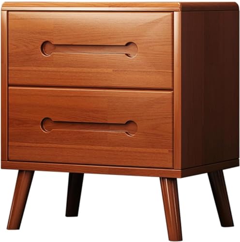 HADECOLL Nachttisch, Schmaler Nachttisch Mit Geriffelten Griffen, Moderner Nachttisch Aus Holz, Beistelltisch Mit Schubladen, Beistelltisch Aus Holz, Hohe Beine, B