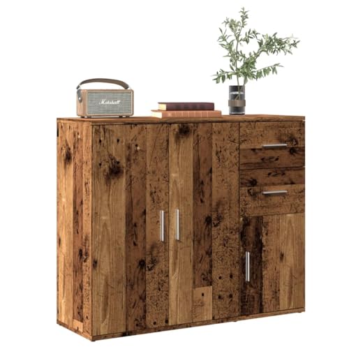 Rantry Sideboard aus antikem Holz, 91 x 29,5 x 75 cm, aus mehrschichtigem Holz, Sideboard, Schrank, Bodenschrank, Büromöbel, Nachttisch, Anrichte für Schlafzimmer, Möbel