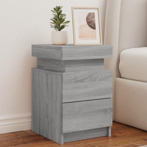 Xichuzi Nachttische mit Leuchten 2 STK. Grau Sonoma 35x39x55 cm, Nachtschrank, Nachtkästchen, Bedside Table, Nachtkommode, Nightstand, Nachttischschrank, Nachtkonsole - 836760
