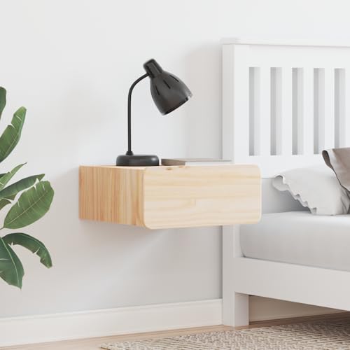 Rantry Wandmontierter Nachttisch Braun 39 x 34 x 16,5 cm Massivkiefer Nachtschrank Model873499