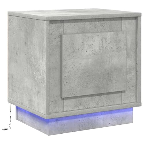 Rantry Nachttisch mit LED-Lichtern Beton Grau 44x34,5x45 cm Nightstand Model869568