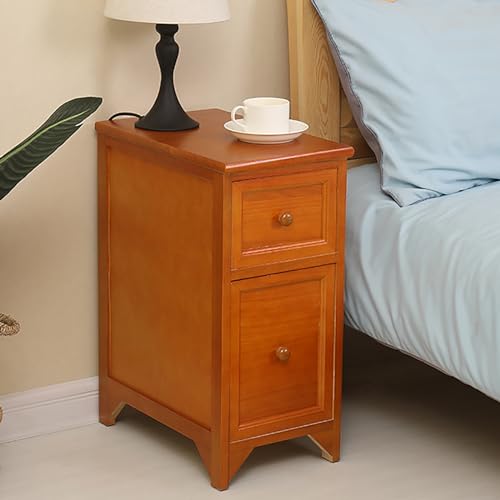 Schmaler Nachttisch mit 2 Schubladen, kleiner Nachttisch zur Aufbewahrung, farbiger Beistelltisch, kompakter Nachttisch (25 cm), perfekt für kleine Räume