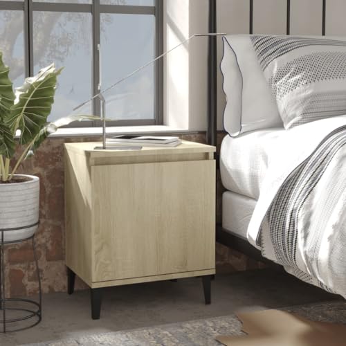 KTHLBRH Nachttisch mit Metallbeinen Sonoma-Eiche nachtschrank badschrank schmal for Wohnzimmer Zimmer 40x30x50 cm