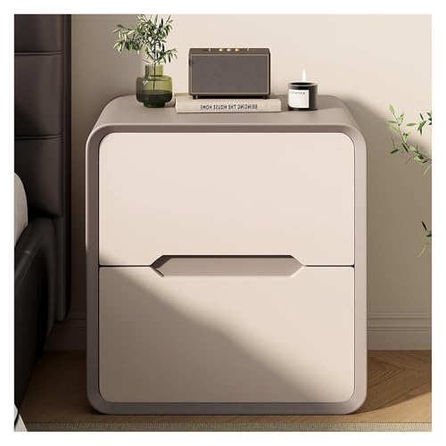 ZGHQHCDRH Nachttisch, 50 cm breiter Nachttisch aus Massivholz mit 2 Schubladen, Beistelltisch verdeckten Griffen for das Schlafzimmer(Champagne Gray,40cm)