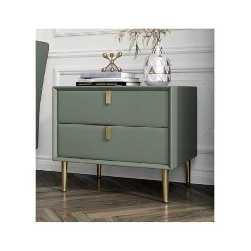 XUEQIZHENG Nachttisch, Moderner Nachttisch aus Kunstleder, Beistelltisch mit Aufbewahrungsschublade, Nachttische for Schlafzimmer- und Wohnzimmermöbel, Grün(L50xD40xH48cm)