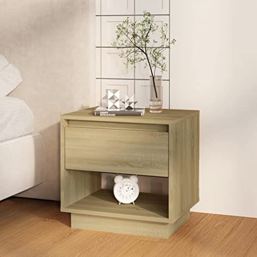 MOBCANT Nachttisch, Telefontisch Nachttischschrank Nightstand Nachtischschränke Geeignet für Wohnstube Schlafzimmer Wohnung Schlafsaal Sonoma-Eiche 45x34x44 cm Holzwerkstoff