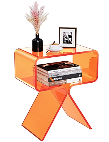 Solarium Acryl Beistelltisch Nachttisch Acryl Tisch, 39 x 30 x 45cm (Orange)