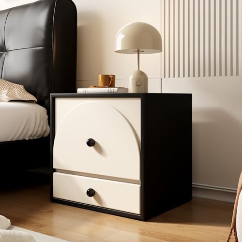Nachttisch aus Kunstleder mit 2 Schubladen, Beistelltisch aus Holz, keine Installation erforderlich für Schlafzimmer und Wohnzimmer