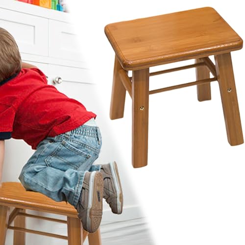 CINY Small Bamboo Stool, Plant Stand Indoor Schritt oder Kinder Hocker, abnehmbar, robust vielseitig Fuß Hocker für Bad, Küche, Schlafzimmer Nachttisch, Schuhe tragen, Snack Tray Fuß Hocker