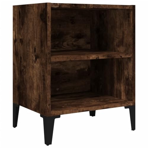 wenjingqi 813104 Nachttisch mit Metallbeinen, rauchige Eiche, 40 x 30 x 50 cm