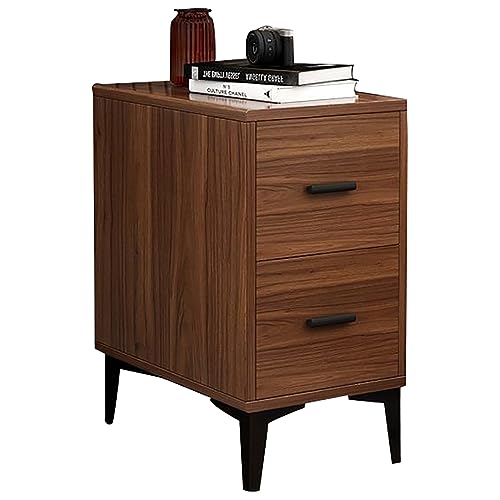 Nussbaum-Nachttisch mit 2 Schubladen, kleiner Nachttisch für Schlafzimmer & Sofa, kompakter Nachttisch, moderne Möbel, stilvolle Aufbewahrungslösung (Größe: 25 cm)