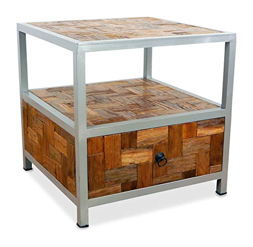 Java Beistelltisch aus Metall und Teakholz | Nachttisch im Industrial Design | Asiatische Möbel der Marke Asia Wohnstudio | Nachtschrank | Asia Kommode | Teakholzmöbel (Handarbeit) Java Beistelltisch aus Metall und Teakholz | Nachttisch im Industrial Design | Asiatische Möbel der Marke Asia Wohnstudio | Nachtschrank | Asia Kommode | Teakholzmöbel (Handarbeit)