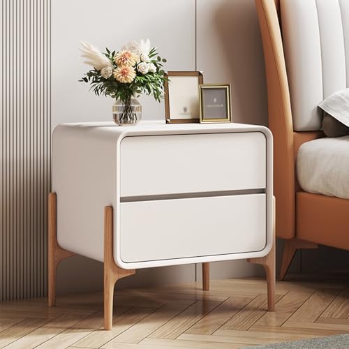 Nachttisch Massivholz Modern Nachtschrank Mit 2 Schubladen Nachttisch Weiß Holz Beistelltisch Mit Kunstleder-Oberfläche Nachtkommode 50cm Breit Nachtschränkchen Weiss Für Wohnzimmer Schlafzimmer Nachttisch Massivholz Modern Nachtschrank Mit 2 Schubladen Nachttisch Weiß Holz Beistelltisch Mit Kunstleder-Oberfläche Nachtkommode 50cm Breit Nachtschränkchen Weiss Für Wohnzimmer Schlafzimmer