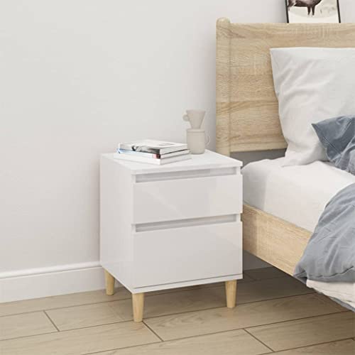 Nachttisch, Beistellschrank Beistelltisch Aktenschrank Nachtschrank Nachtkästchen Sideboard kommode Geeignet für Schlafzimmer Wohnzimmer Arbeitszimmer Büro Hochglanz-Weiß 40x35x50 cm