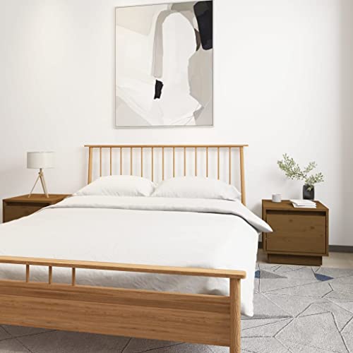 MOBCANT Nachttische 2 STK, Nachtschrank Telefontisch Nachttischschrank Bedside Table Geeignet für Wohnstube Wohnung Hotel Schlafsaal Honigbraun 35x34x32 cm Massivholz Kiefer