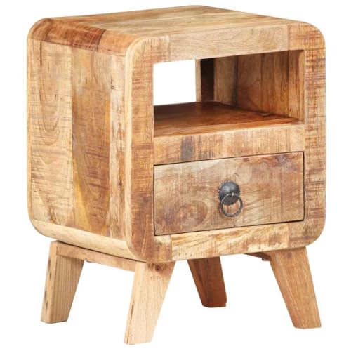 SXJEQOC Nachttisch Raues Mangoholz Nachtschrank 30x30x41 cm Vintage Industriestil Telefontisch Aufbewahrungsschrank Schublade Schrank für Schlafzimmer Wohnzimmer