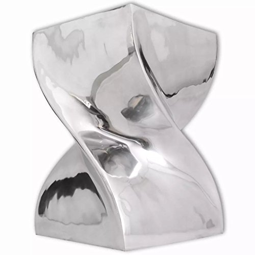 Chaduof Hocker/Beistelltisch, Tabletttisch, Blumenhocker,, Couchtisch, Wohnzimmer, Nightstand, Verdrehte Form Silbern Aluminium