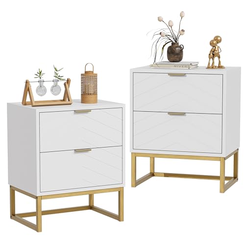 UEV nachttisch aus Holz 2er Set, Nachtschrank mit Schubladen, Nachtkommode Boxspringbetten, Sofatisch mit Beine, Kleiner Beistelltisch für Wohnzimmer Schlafzimmer weiß UEV nachttisch aus Holz 2er Set, Nachtschrank mit Schubladen, Nachtkommode Boxspringbetten, Sofatisch mit Beine, Kleiner Beistelltisch für Wohnzimmer Schlafzimmer weiß