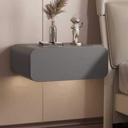 Wandmontierter Nachttisch mit Schubladen, schwebender Nachttisch aus Mikrofaser-Leder und Massivholz, kompakte Aufbewahrungslösung für Schlafzimmer