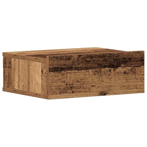 Kangqiling Nachttisch zum Hängen, antikes Holz, 40 x 30 x 15 cm, aus mehrschichtigem Holz, Braun, 861119
