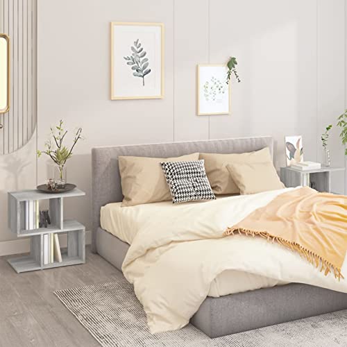Fasba Nachttische 2 STK. Grau Sonoma 50x30x51,5 cm Holzwerkstoff, Beistelltisch mit viel Stauraum, Nachtschrank, Nachtkommode, Nachtkonsole