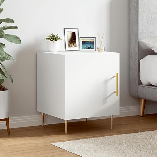 puraday Nachttisch Weiß 40x40x50 cm Schlafzimmer Möbel Industrial Möbel Nachttisch Schmal Nachtschrank Nightstand Nachttisch Holz Nachttisch Modern Holzwerkstoff Zimmer Möbel