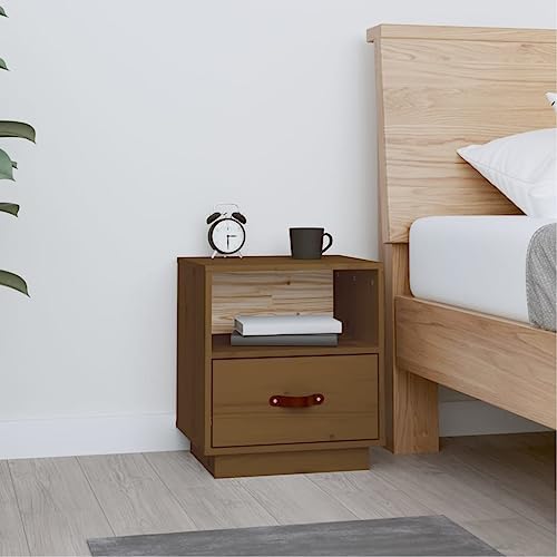 WSJHUHK Home-Tische, Nachttische, Nachtkommode, Honigbraun, 40 x 34 x 45 cm, Massivholz, Kiefer