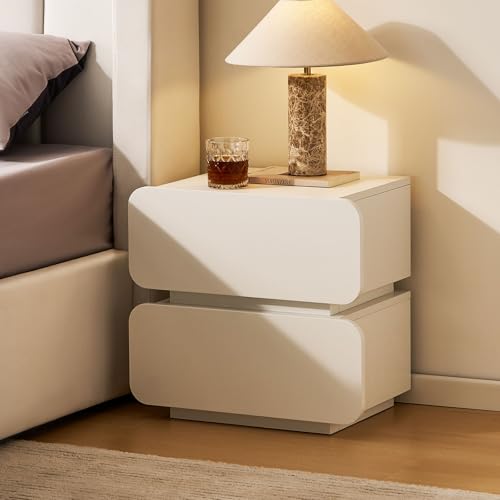 CLIPOP Nachttisch Nachtschrank mit 2 Schubladen, Beistelltisch, Kommode Nachtschrank für Schlafzimmer Wohnzimmer Weiß 50x35x46cm