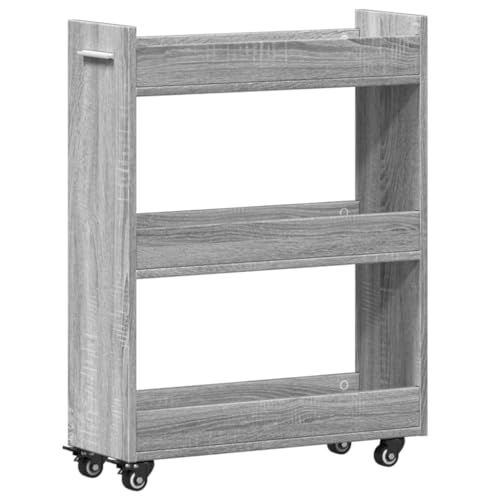 Genérico Wenjingqi 840420 Schrank mit Rollen, Holz, Grau, Sonoma, 60 x 22 x 79 cm, Grau