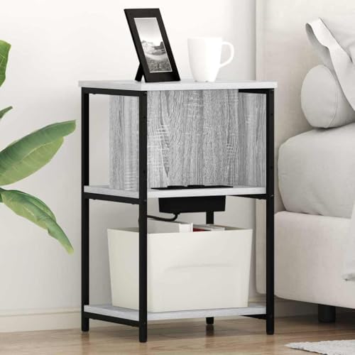 INLIFE Nachttisch Grau Sonoma 38 x 31 x 61 cm Holzwerkstoff,Möbel,Tisc he,Nachttische,Grau,7.95 KG,859456