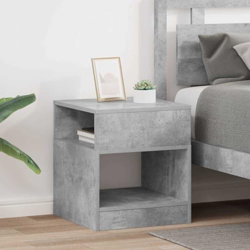 Mokuyary Beistelltisch 2 Stück Beton Grau 40,5 x 40 x 45 cm Holzwerkstoff Beistelltisch, Nachtschrank Nachtkommode Beistellschrank Nachtkästchen für Schlafzimmer