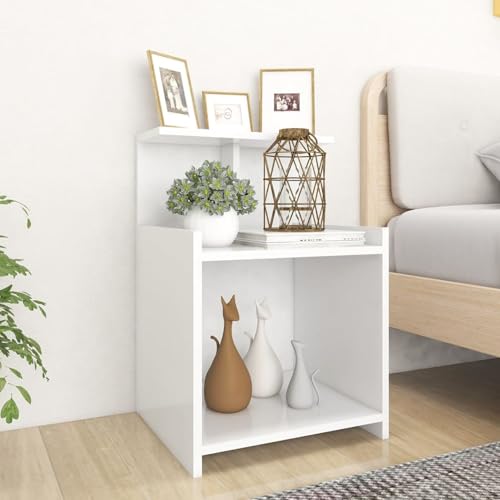 Fasba Nachttische 2 STK. Weiß 40x35x60 cm Holzwerkstoff, Beistelltisch mit viel Stauraum, Nachtschrank, Nachtkommode, Nachtkonsole