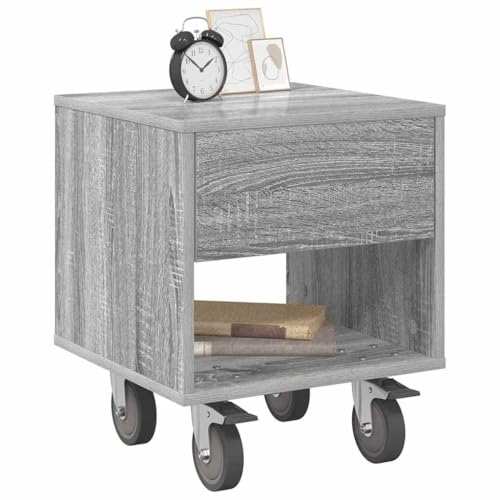 vidaXL Nachttisch Graues Sonoma 40,5 x 40 x 48 cm Holzwerkstoff, Eleganter Tisch, moderner Nachttisch, rechteckiger Nachttisch, viel Stauraum, Schlichtes Design, multifunktional für drinnen